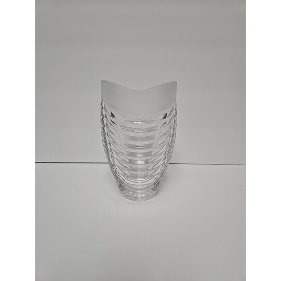 Vintage Mikasa Crystal Frosted Top Clear Swirl Vase Germany 24% Lead Crystal - Picture 1 of 8